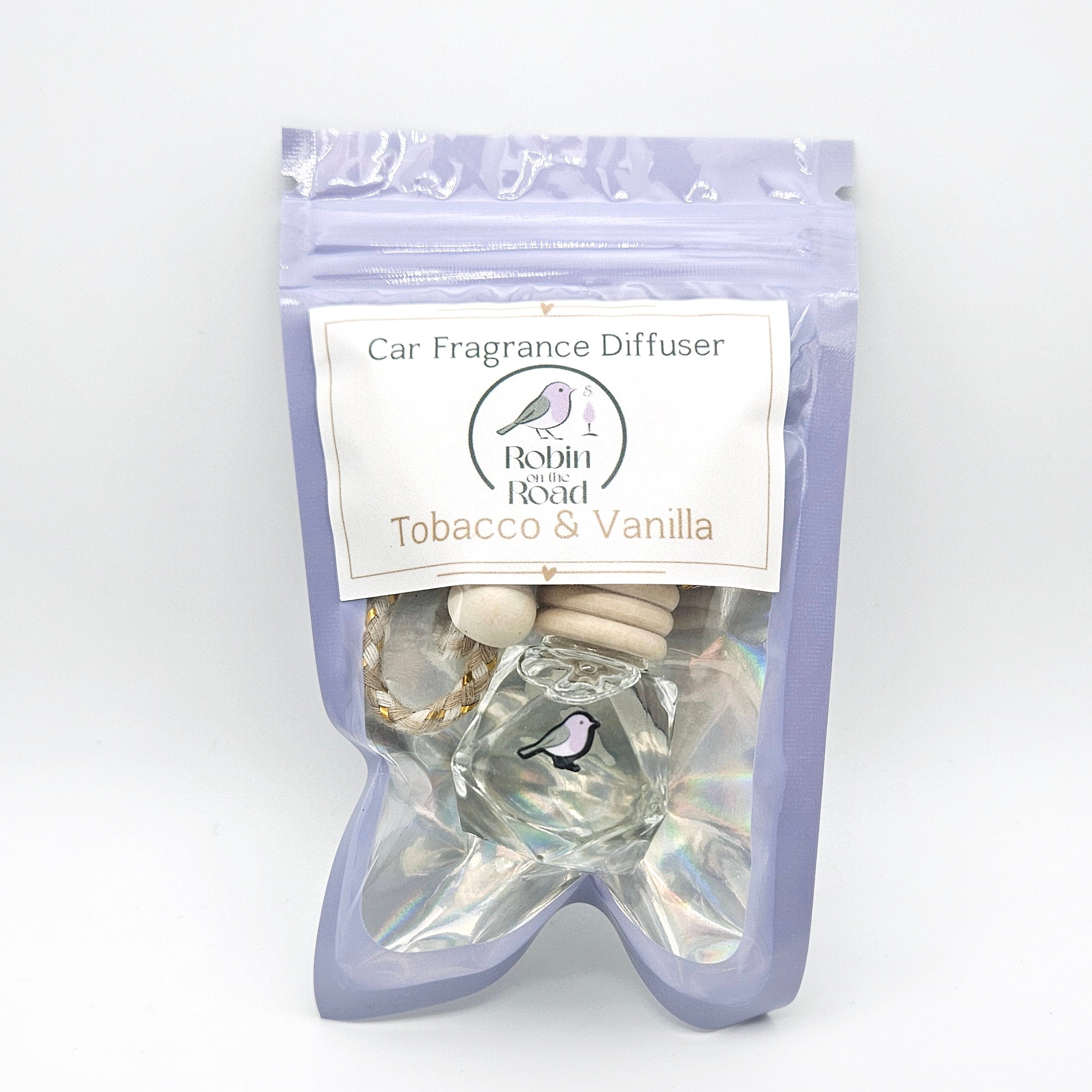 Tobacco and Vanilla 8ml hanging car fragrance diffuser in packaging